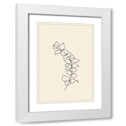 Leaf Line Art White Modern Wood Framed Art Print with Double Matting by JJ Design House