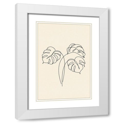 Leaf Line Art II White Modern Wood Framed Art Print with Double Matting by JJ Design House