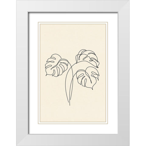 Leaf Line Art II White Modern Wood Framed Art Print with Double Matting by JJ Design House