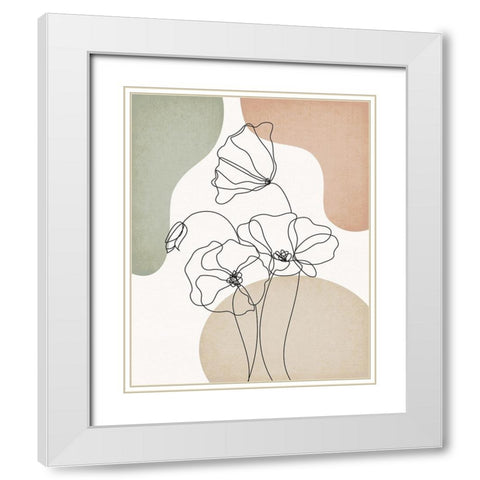 Poppies White Modern Wood Framed Art Print with Double Matting by JJ Design House