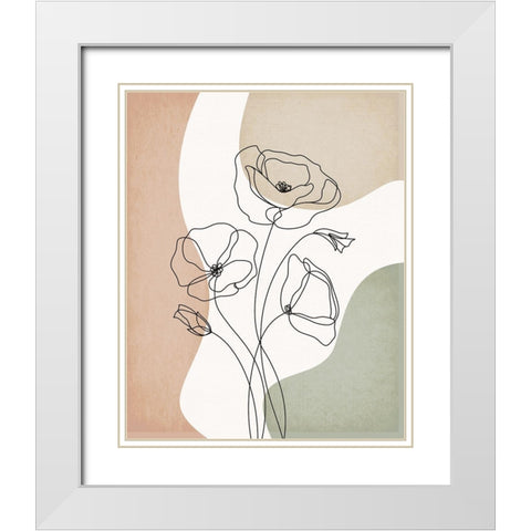 Poppies II White Modern Wood Framed Art Print with Double Matting by JJ Design House