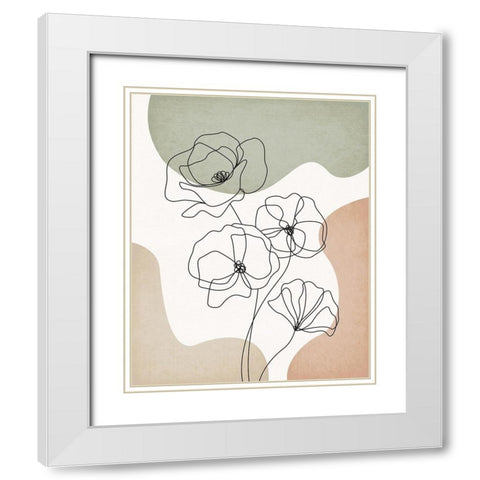 Poppies III White Modern Wood Framed Art Print with Double Matting by JJ Design House