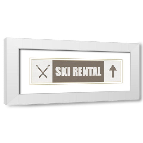 Ski Rental White Modern Wood Framed Art Print with Double Matting by JJ Design House