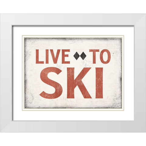 Live to Ski White Modern Wood Framed Art Print with Double Matting by JJ Design House