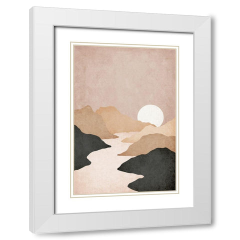 Mountains White Modern Wood Framed Art Print with Double Matting by JJ Design House