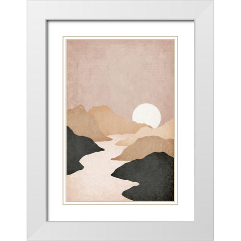 Mountains White Modern Wood Framed Art Print with Double Matting by JJ Design House