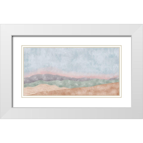Horizontal Mountains White Modern Wood Framed Art Print with Double Matting by JJ Design