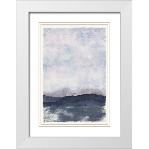 Blue Mountains White Modern Wood Framed Art Print with Double Matting by JJ Design
