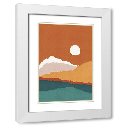 Abstract Landscape White Modern Wood Framed Art Print with Double Matting by JJ Design