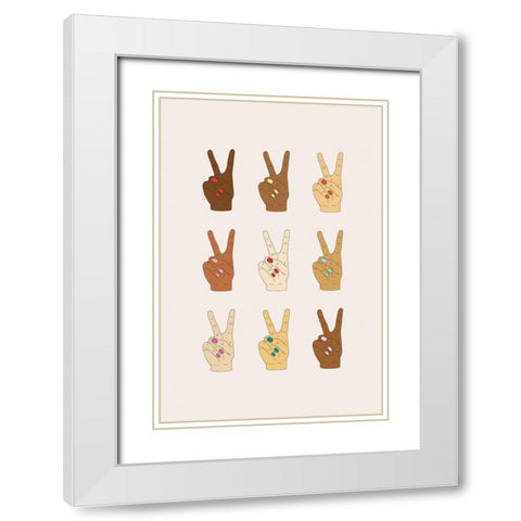 Peace Signs White Modern Wood Framed Art Print with Double Matting by JJ Design