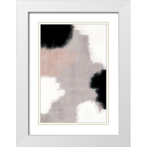 Abstract Neutral I White Modern Wood Framed Art Print with Double Matting by JJ Design