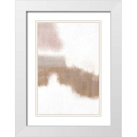 Abstract Neutral III White Modern Wood Framed Art Print with Double Matting by JJ Design