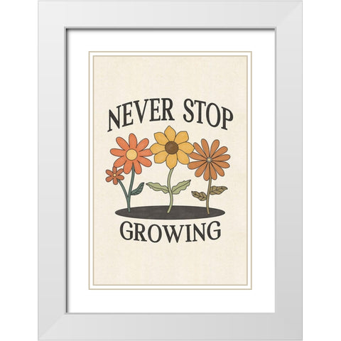 Never Stop Growing White Modern Wood Framed Art Print with Double Matting by JJ Design