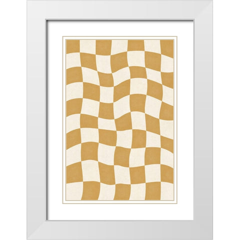 Distorted Grid White Modern Wood Framed Art Print with Double Matting by JJ Design