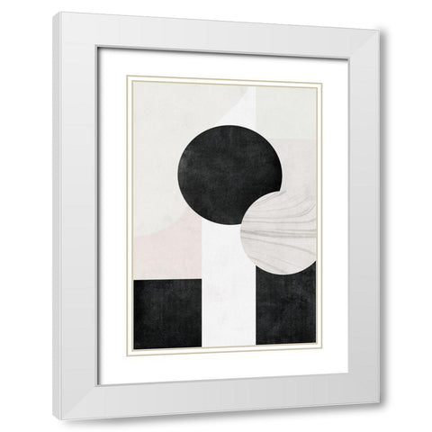 Shapes I White Modern Wood Framed Art Print with Double Matting by JJ Design