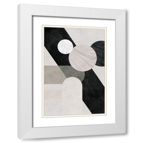 Shapes II White Modern Wood Framed Art Print with Double Matting by JJ Design