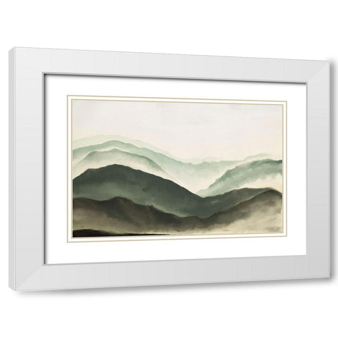 Mountains White Modern Wood Framed Art Print with Double Matting by JJ Design