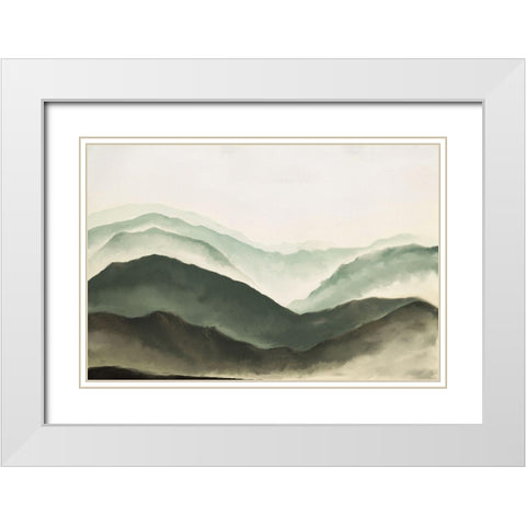 Mountains White Modern Wood Framed Art Print with Double Matting by JJ Design
