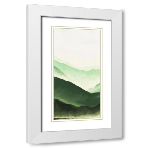 Emerald Mountains White Modern Wood Framed Art Print with Double Matting by JJ Design House