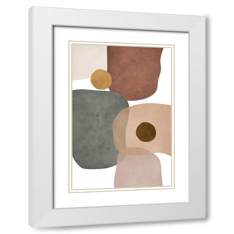 Earth Tones White Modern Wood Framed Art Print with Double Matting by JJ Design