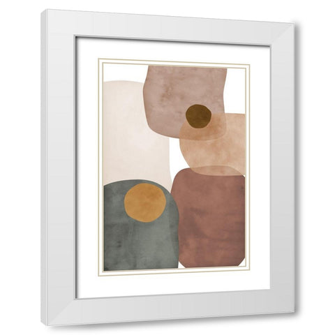 Earth Tones II White Modern Wood Framed Art Print with Double Matting by JJ Design
