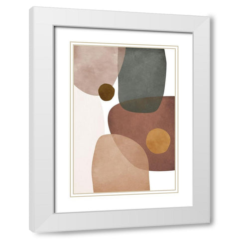 Earth Tones III White Modern Wood Framed Art Print with Double Matting by JJ Design