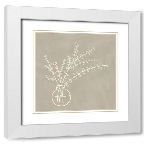 Beige Vase White Modern Wood Framed Art Print with Double Matting by JJ Design
