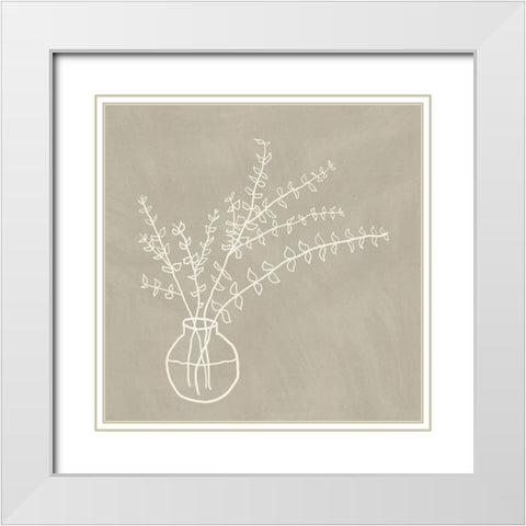 Beige Vase White Modern Wood Framed Art Print with Double Matting by JJ Design