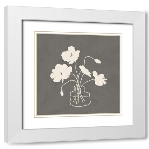 Gray Vase White Modern Wood Framed Art Print with Double Matting by JJ Design
