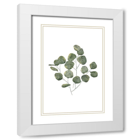 Eucalyptus Leaves White Modern Wood Framed Art Print with Double Matting by JJ Design