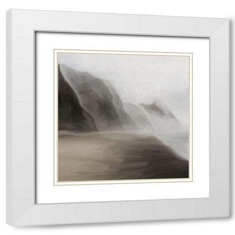 Abstract Coast White Modern Wood Framed Art Print with Double Matting by JJ Design