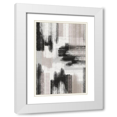 BW Abstract White Modern Wood Framed Art Print with Double Matting by JJ Design