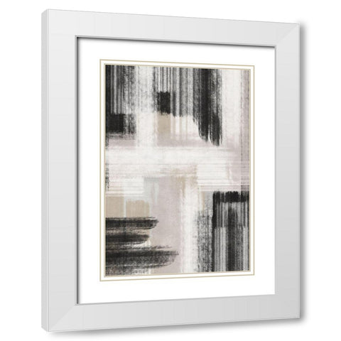 BW Abstract II White Modern Wood Framed Art Print with Double Matting by JJ Design
