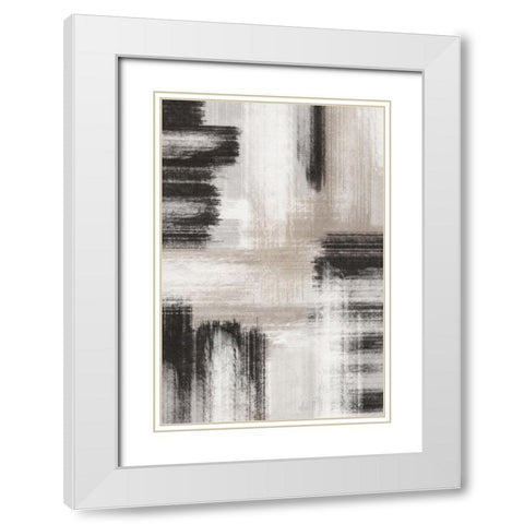 BW Abstract III White Modern Wood Framed Art Print with Double Matting by JJ Design