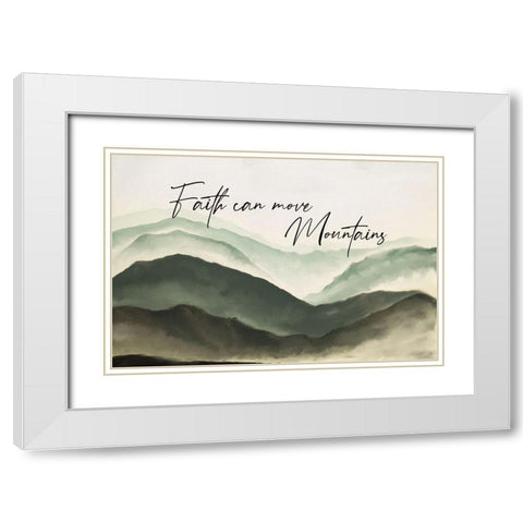 Move Mountains White Modern Wood Framed Art Print with Double Matting by JJ Design