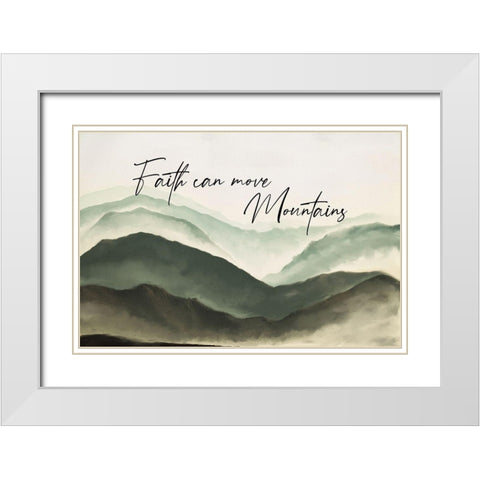 Move Mountains White Modern Wood Framed Art Print with Double Matting by JJ Design
