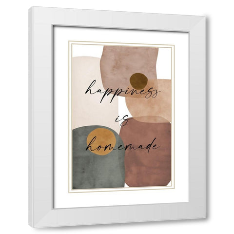 Happiness White Modern Wood Framed Art Print with Double Matting by JJ Design