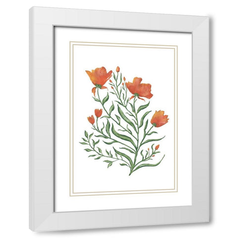 Watercolor Flowers III White Modern Wood Framed Art Print with Double Matting by JJ Design