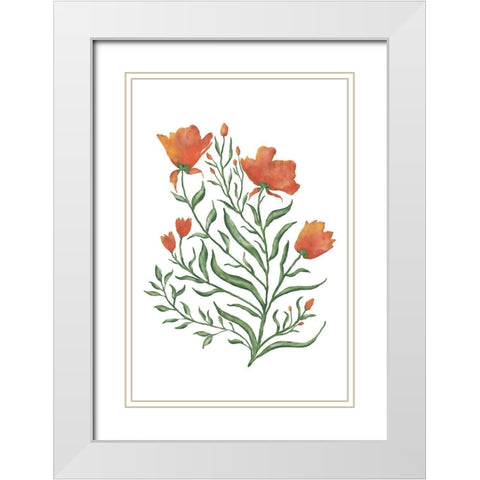Watercolor Flowers III White Modern Wood Framed Art Print with Double Matting by JJ Design