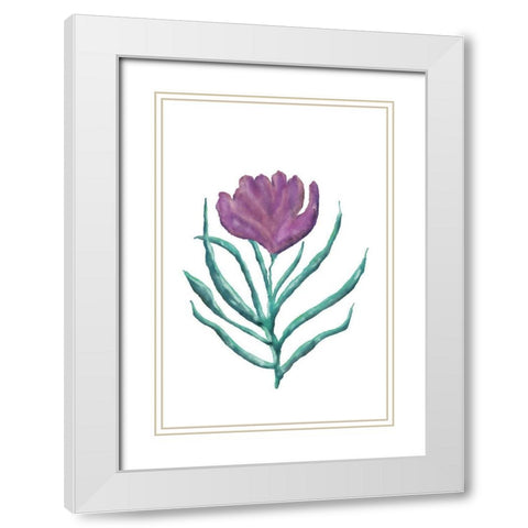 Purple Flower White Modern Wood Framed Art Print with Double Matting by JJ Design