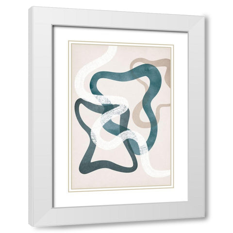 Boho in Blue II White Modern Wood Framed Art Print with Double Matting by JJ Design