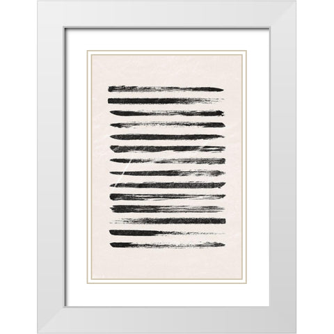 Black Lines White Modern Wood Framed Art Print with Double Matting by JJ Design