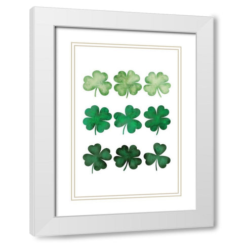 Clovers White Modern Wood Framed Art Print with Double Matting by JJ Design