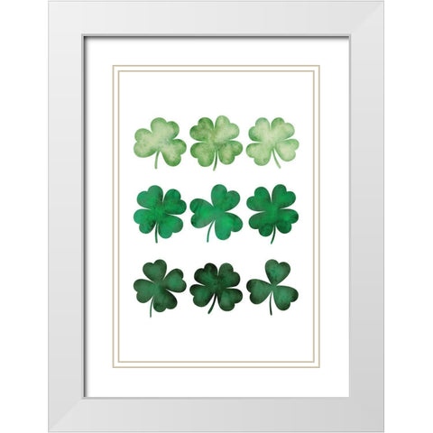 Clovers White Modern Wood Framed Art Print with Double Matting by JJ Design