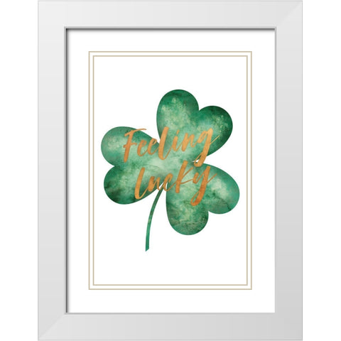 Feeling Lucky White Modern Wood Framed Art Print with Double Matting by JJ Design