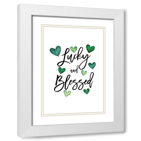 Lucky and Blessed White Modern Wood Framed Art Print with Double Matting by JJ Design
