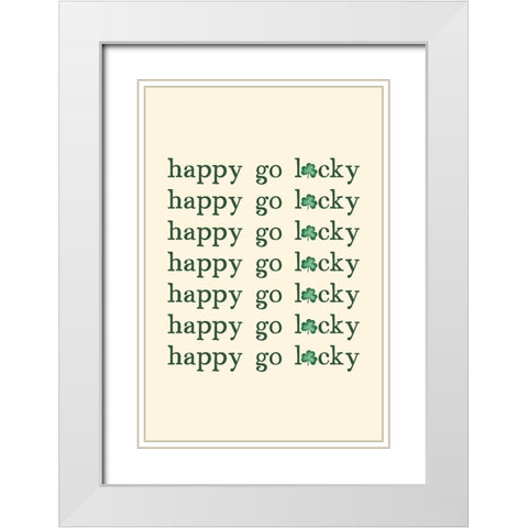 Happy Go Lucky White Modern Wood Framed Art Print with Double Matting by JJ Design