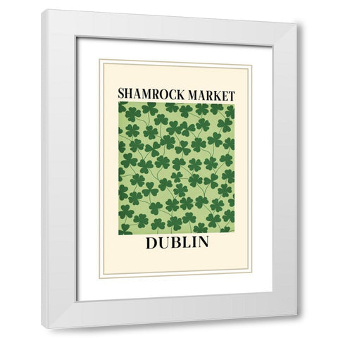 Shamrock Market White Modern Wood Framed Art Print with Double Matting by JJ Design