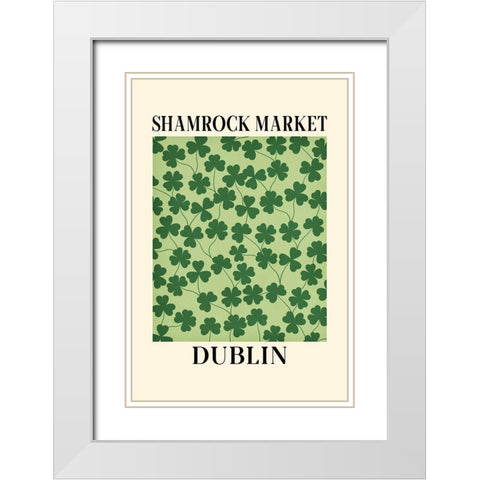 Shamrock Market White Modern Wood Framed Art Print with Double Matting by JJ Design