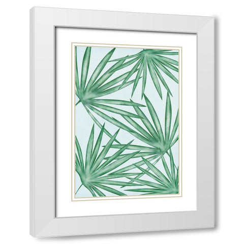 Fan Palms White Modern Wood Framed Art Print with Double Matting by JJ Design